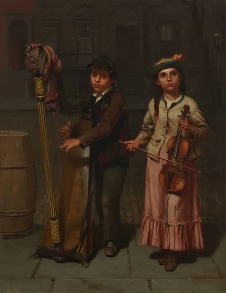 The Two Musicians by John George Brown | Oil Painting Reproduction