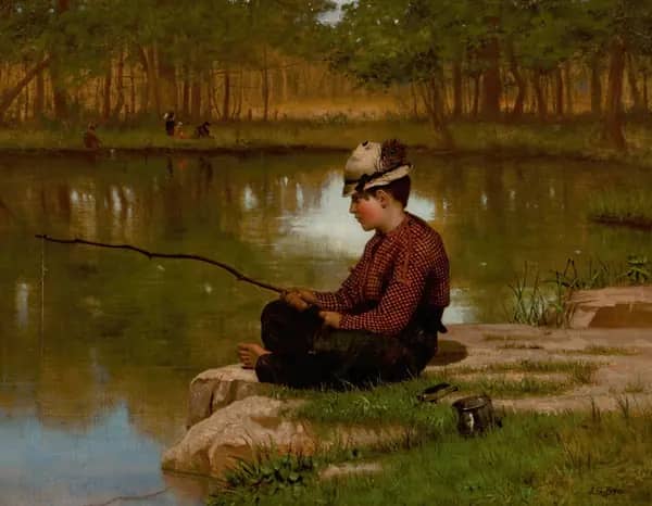Waiting for a Bite Central Park | Oil Painting Reproduction