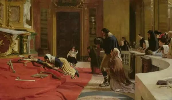 Creeping to the Cross on Good Friday at the Church of San Carlo | Oil Painting Reproduction