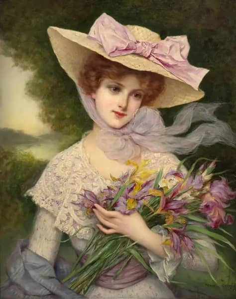 The Beauty with Irises | Oil Painting Reproduction