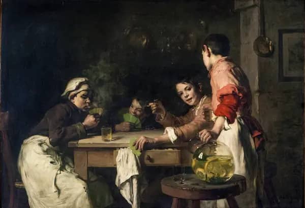 Card Players c1897 by Claude Joseph Bail | Oil Painting Reproduction