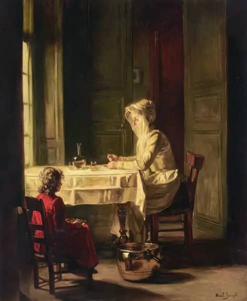 Maid and Child Lunching by Claude Joseph Bail | Oil Painting Reproduction