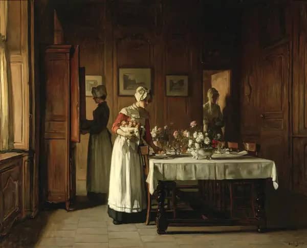 Setting the Table by Claude Joseph Bail | Oil Painting Reproduction