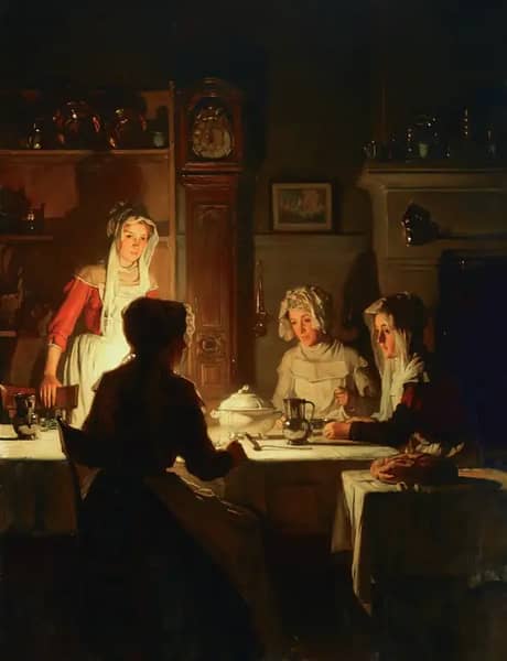 The Evening Meal c1900 by Claude Joseph Bail | Oil Painting Reproduction