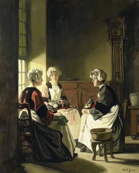 The Lace Makers by Claude Joseph Bail | Oil Painting Reproduction