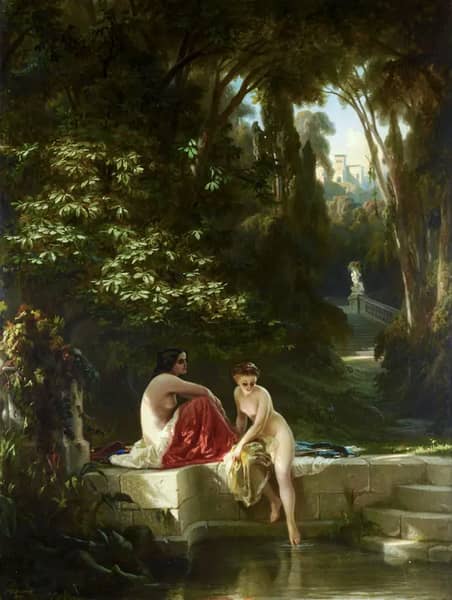 Bathing Nymphs by Wilhelm Amberg | Oil Painting Reproduction