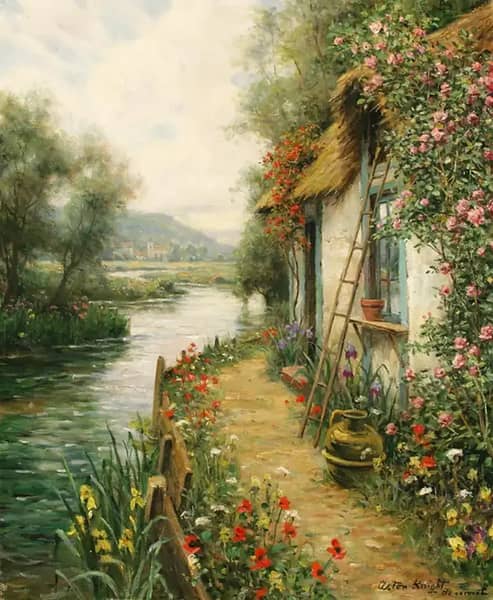 Along the River Beaumont by Louis Aston Knight | Oil Painting Reproduction