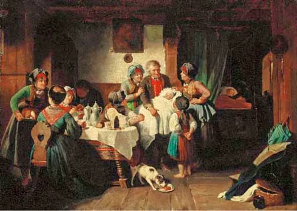 The Newborn by Wilhelm Amberg | Oil Painting Reproduction
