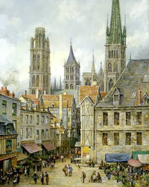 Market Place Rouen by Louis Aston Knight | Oil Painting Reproduction