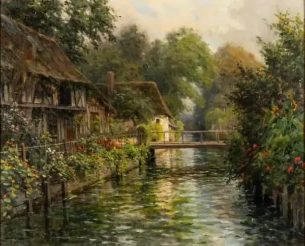 The Wooden Bridge by Louis Aston Knight | Oil Painting Reproduction