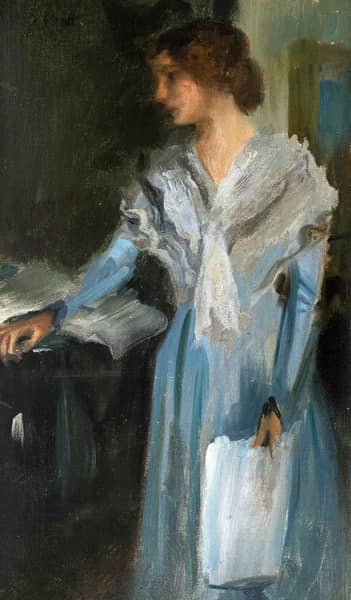 Young Lady in a Blue Dress in an Interior | Oil Painting Reproduction