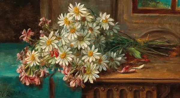 A Bouquet of Daisies by Hans Zatzka | Oil Painting Reproduction
