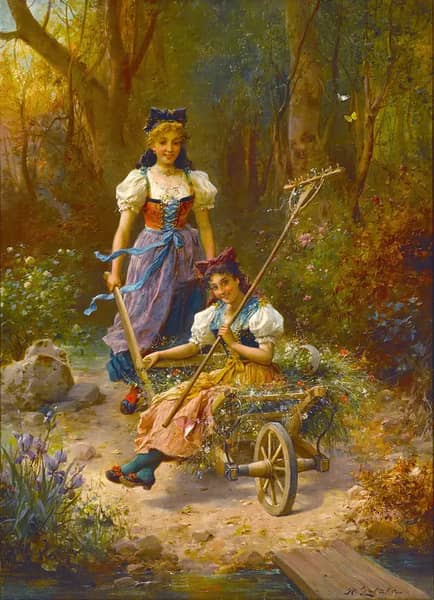 An Amusing Ride by Hans Zatzka | Oil Painting Reproduction