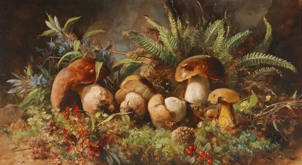 Lucky Mushrooms by Hans Zatzka | Oil Painting Reproduction