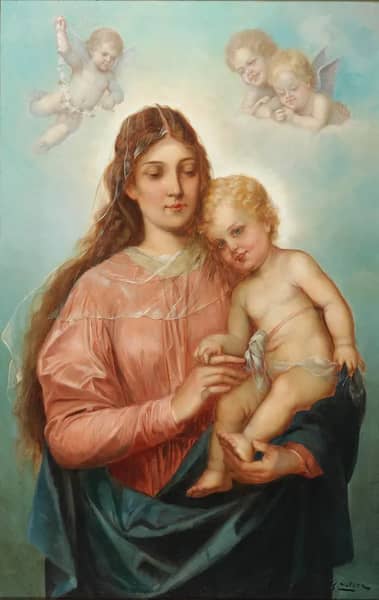 Madonna With Christ Child and Putti | Oil Painting Reproduction