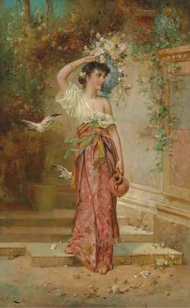 The Flower Girl II by Hans Zatzka | Oil Painting Reproduction