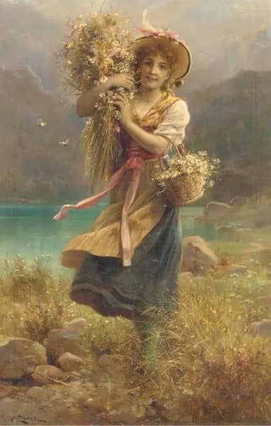 The Flower Harvest by Hans Zatzka | Oil Painting Reproduction