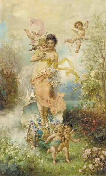 The Goddess of Spring by Hans Zatzka | Oil Painting Reproduction