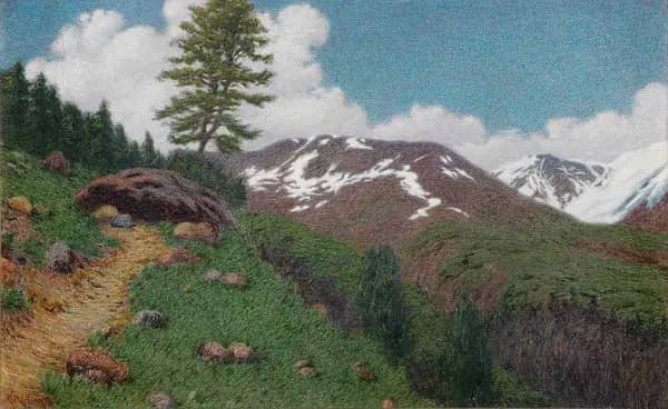 Landscape with Larches by Angelo Morbelli | Oil Painting Reproduction
