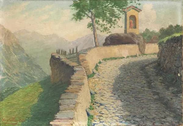 Mountain Road with Sacred Shrine 1905 | Oil Painting Reproduction