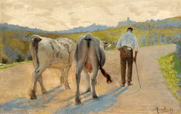 Return to the Stable 1882 by Angelo Morbelli | Oil Painting Reproduction