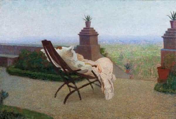 Sick Young Girl by Angelo Morbelli | Oil Painting Reproduction