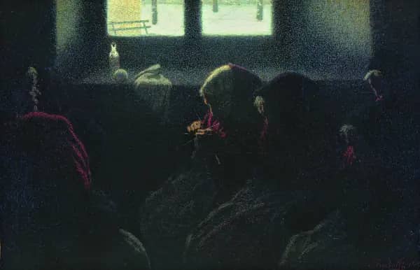 The Empty Chair 1903 by Angelo Morbelli | Oil Painting Reproduction