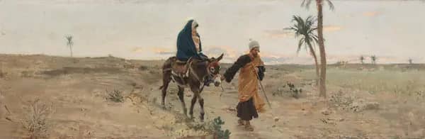 Flight to Egypt 1904 by Raffaello Sorbi | Oil Painting Reproduction