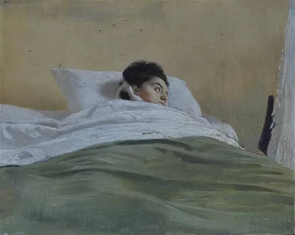 Ragazza Nel Letto by Raffaello Sorbi | Oil Painting Reproduction