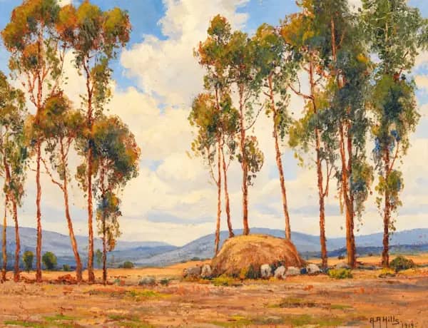 Eucalyptus Landscape with Rolling Hills 1919 | Oil Painting Reproduction