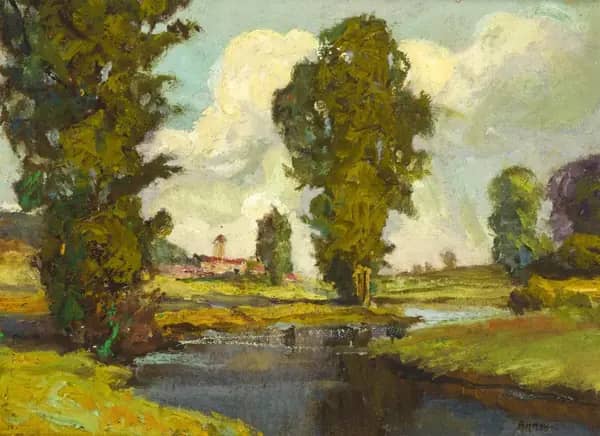 Landscape with Pond by Anna Althea Hills | Oil Painting Reproduction