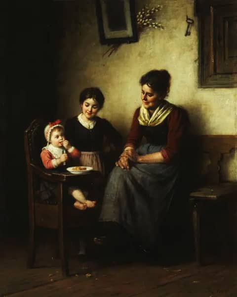 Baby's Mealtime by Rudolf Epp | Oil Painting Reproduction