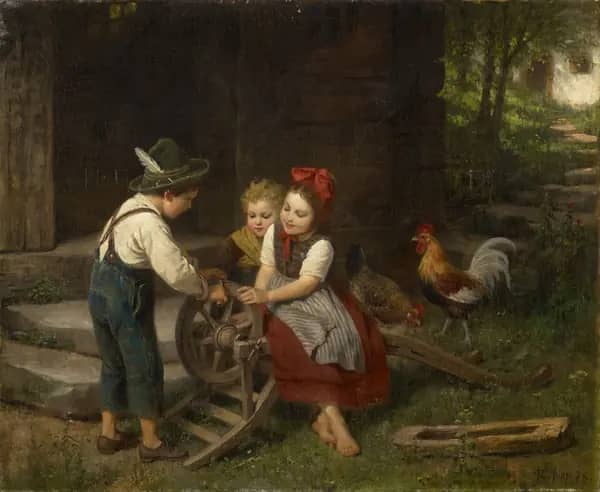 The Little Scissors Grinder 1878 by Rudolf Epp | Oil Painting Reproduction