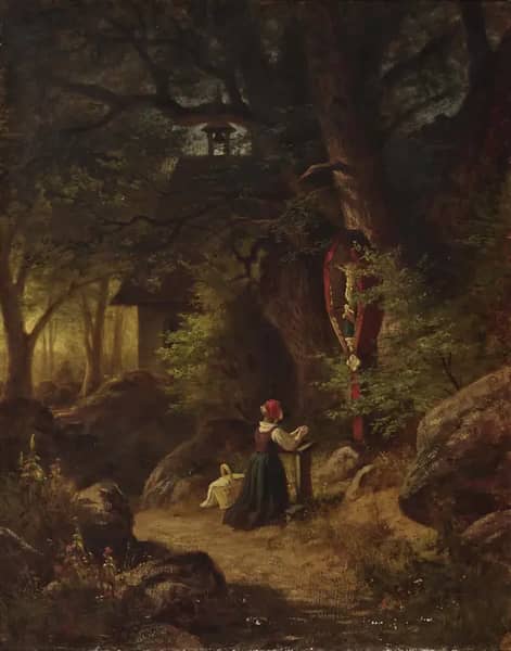 Young Woman at the Wayside Shrine | Oil Painting Reproduction