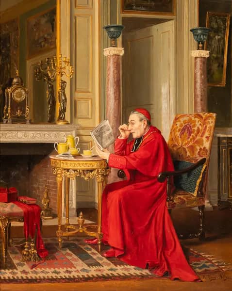 A Cardinal Reading The Paper | Oil Painting Reproduction