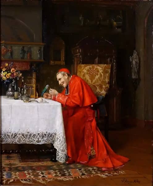 Cardinal With a Parakeet | Oil Painting Reproduction