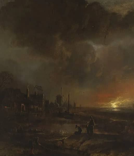 Fishing at Night by Aert van der Neer | Oil Painting Reproduction
