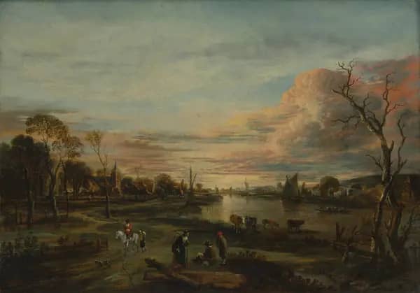 Landscape at Sunset by Aert van der Neer | Oil Painting Reproduction