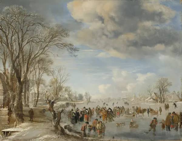 Winter in Holland Skating Scene 1645 | Oil Painting Reproduction