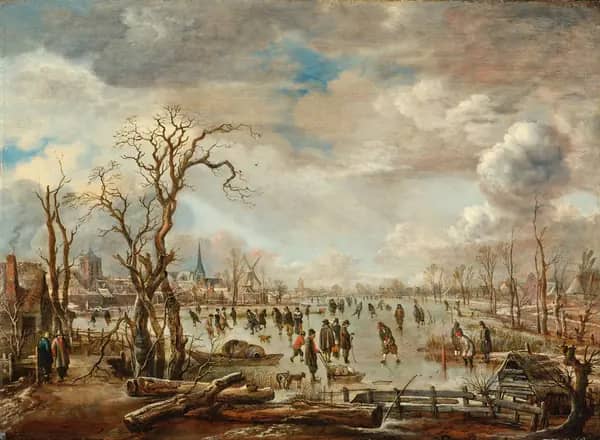Winter Landscape with Ice Pleasures c1655 | Oil Painting Reproduction