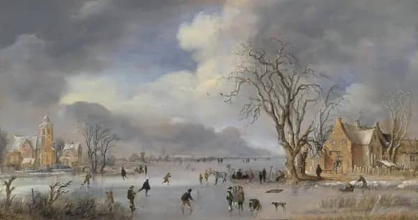 Winter Landscape with Skaters | Oil Painting Reproduction