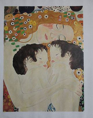 Mother And Child Twins By Gustav Klimt - <a href='https://www.reproduction-gallery.com/oil-painting/1479951220/mother-and-child-twins-by-gustav-klimt/'>More Detail</a>