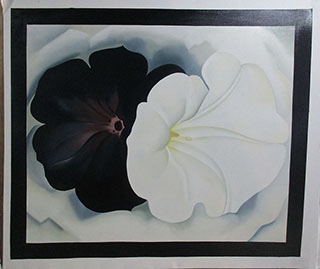 Black Petunia And White Morning Glory 1926 1 By Georgia O Keeffe - <a href='https://www.reproduction-gallery.com/oil-painting/1339828428/black-petunia-and-white-morning-glory-1926-1-by-georgia-o-keeffe/'>More Detail</a>